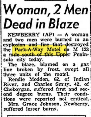 Park-A-Way Motel - March 1963 Fire